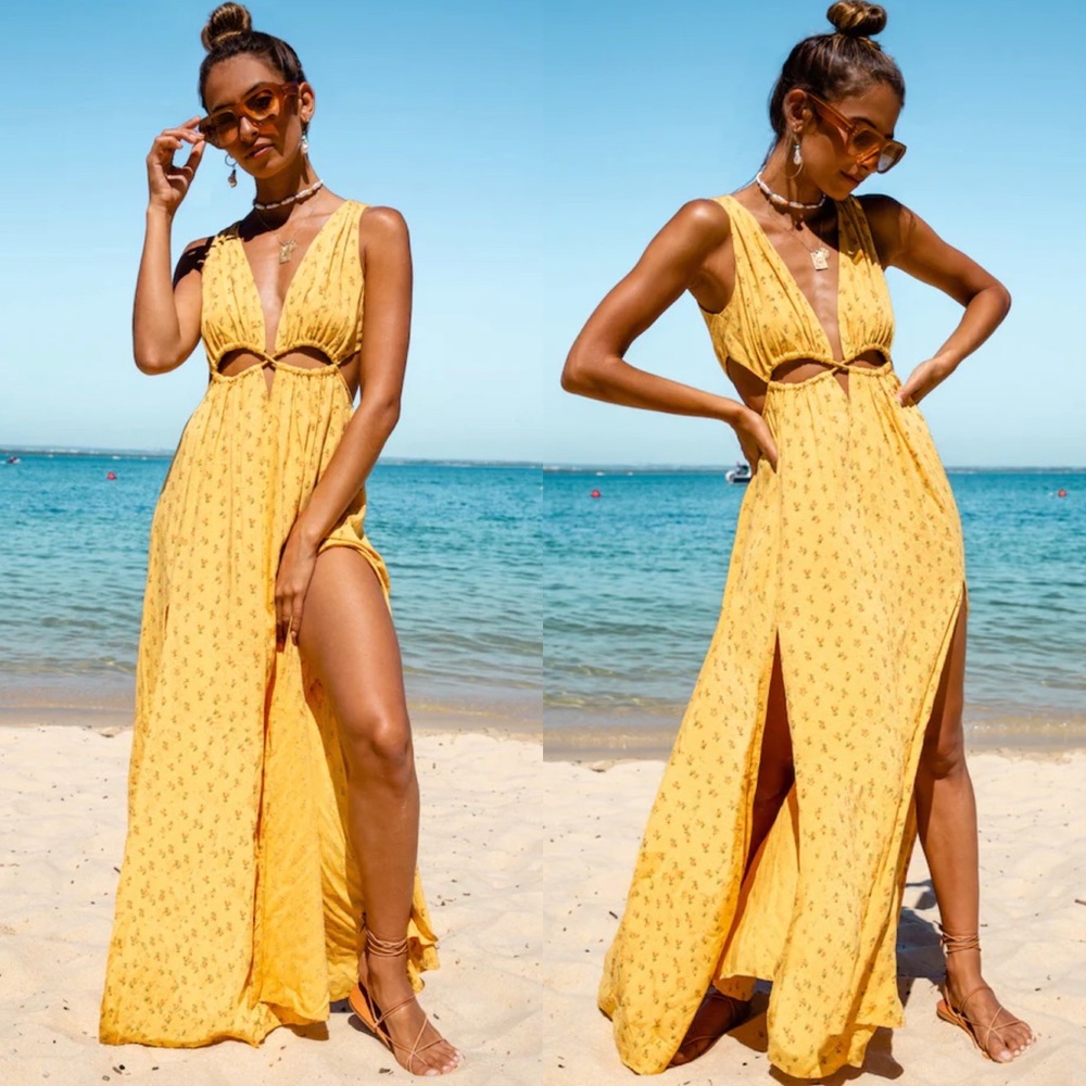 Hello Molly No other Love maxi Dress - Yellow Size Small